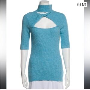 Ganni Turquoise Cowl Neck Sweater